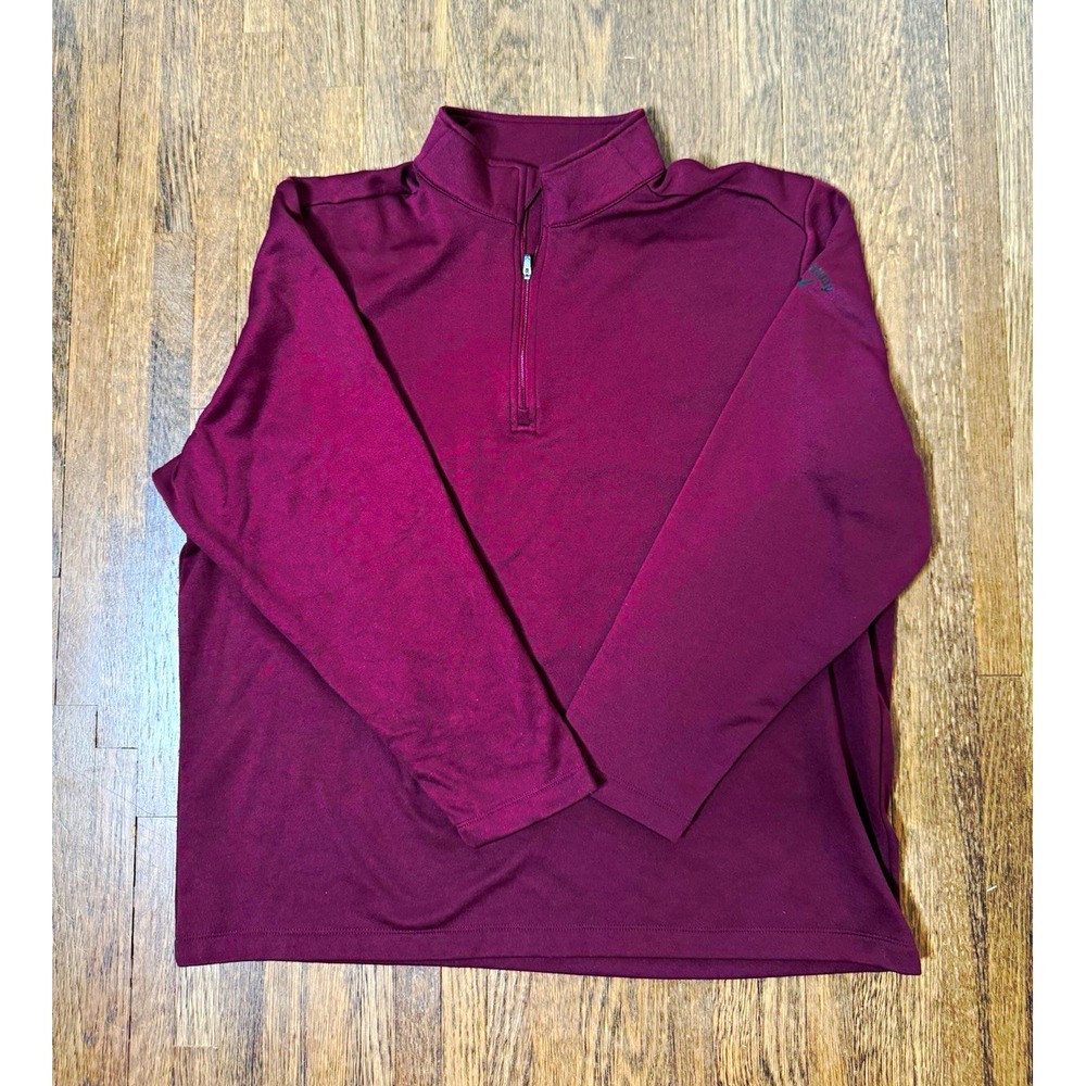 Callaway Men's 1/4 Zip Pullover Burgundy Golf Performance Top Fleece Lined
